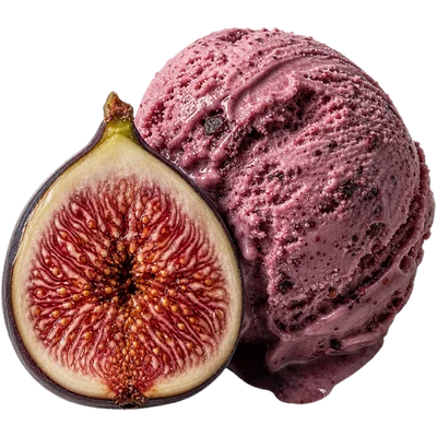 A black fig cut in half.