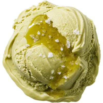 Pools of olive oil with flakes of sea salt.