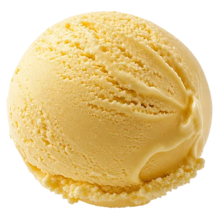 A scoop of pale gold egg-yolk sambayon gelato.