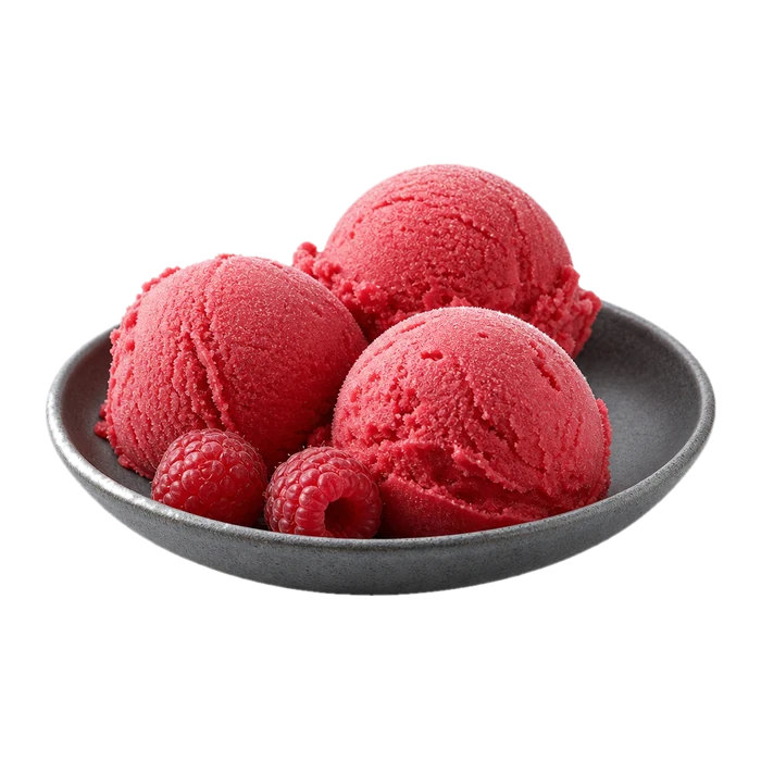 A scoop of dark blackberry gelato with a glossy churned edge.